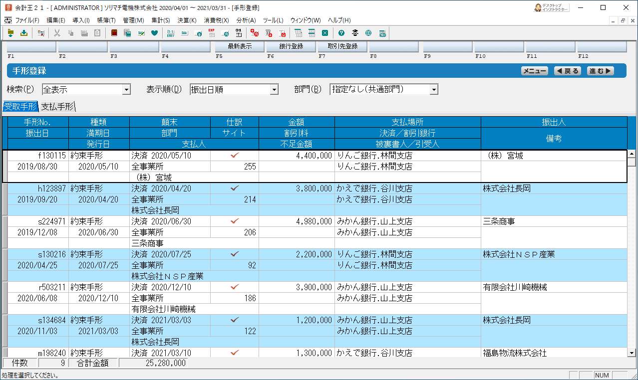 手形登録