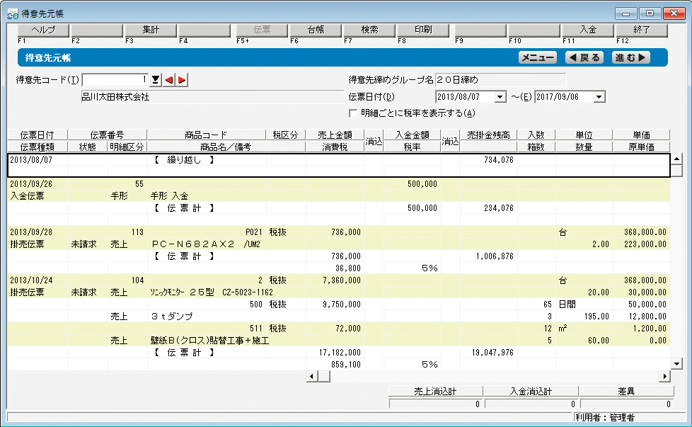 得意先元帳